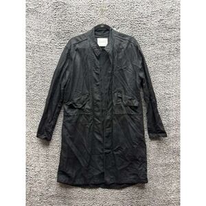 Community Linen-Blend Relaxed Fit Long Sleeve Trench Coat Black Mens Size‎ S